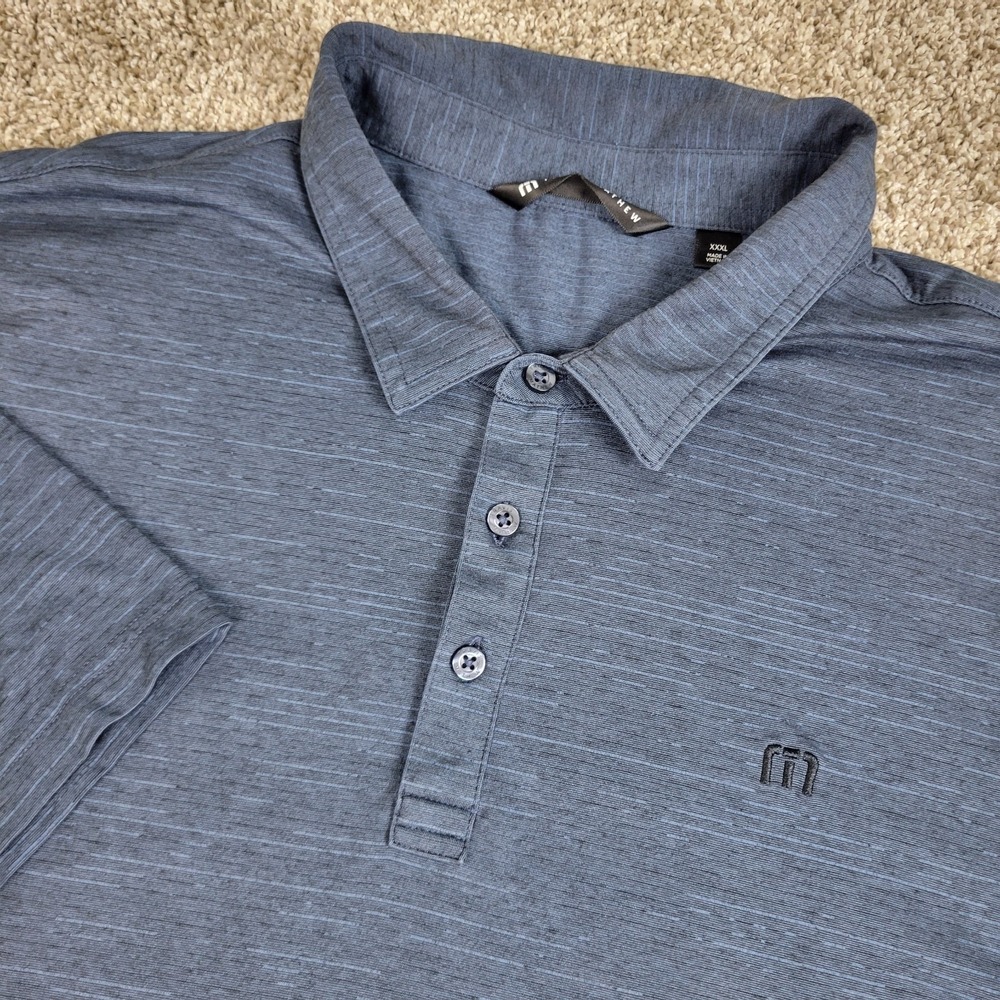 Travis Mathew Mens 3XL Gray Static Performance Stretch Golf Polo Short Sleeve